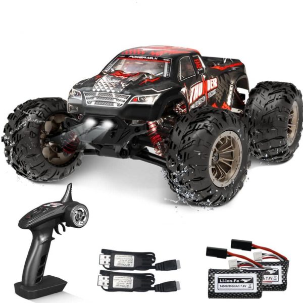 Voiture tout-terrain radiocommand?�e ?� grande vitesse noir et rouge pour adultes 4WD 1:16 