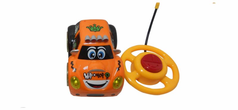 Voiture télécommandée orange pour enfants avec son volant radio-commandé