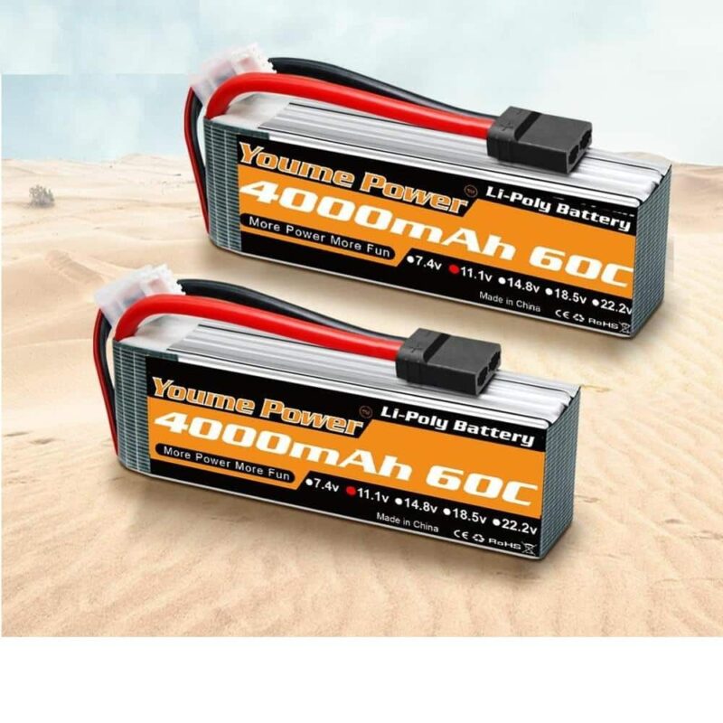 Batteries Lipo 11,1v 4000mah deux pièces pour voiture de course télécommandée